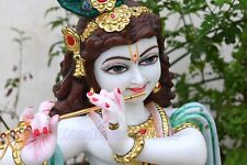24 Inch White Marble Krishna Statue Krishan Moorti Idols Religious Sculptures  picture