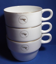 3 x QANTAS Tea Coffee Cups Airway Air Airlines Food Service WEDGWOOD Bone China picture