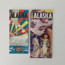VTG 1930s Alaska Line Steamship Co. Pair BEAUTIFUL Brochures Color Illustrated picture