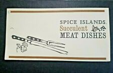 VINTAGE SPICE ISLANDS recipes MEAT DIDHES 3 recipes 6 3/8 x3 1/4 opens to 9 3/4