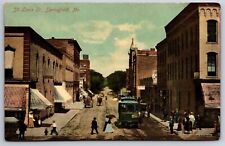 Springfield Missouri~St Louis Street~Downtown~Folks in Street~c1910 Postcard picture