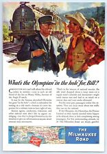 WWII Milwaukee Road Railroad Train RR Cowboy & Conductor 1944 Print Ad 6.75x10