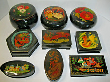 Beautiful Vintage Russian Lacquer Boxes Hand Painted & Signed Lot picture