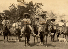 C.1910 RPPC MEXICAN REVOLUTION CARRANCISTA CAVALRY SOLDIERS FLAG DOG Postcard PS picture