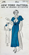 1930s SIZE 18 NEW YORK PATTERN 198 MISSES DRESS  UNCUT/FF picture