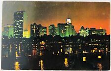 Vintage Miami Florida FL Miami's Skyline From Dodge Island at Night Postcard  picture