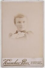 C. 1890s CABINET CARD KRUNHAR BROS HANDSOME YOUNG LADY IN DRESS CLEVELAND OHIO picture
