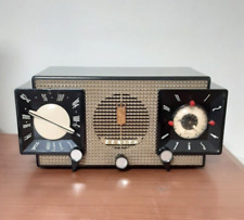 Zenith 7J03 AM FM Clock Radio Tube VINTAGE 1950's Dark Brown/Gold Tested Works picture