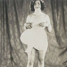 Undressed Burlesque Woman Hiding Behind Spade Cabaret Girl Stage Stereoview G381 picture