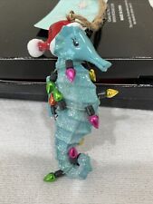 SANTA SEAHORSE BEACH THEMED ORNAMENT SEA BLUE DECORATED & READY FOR HOLIDAYS NEW picture