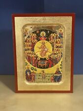 ALL SAINTS’ DIVINE CHORUS- GREEK WOODEN ICON, CARVED WITH GOLD LEAVES 6x8 Inches picture