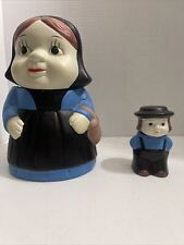 VTG Amish Dutch  Hand Painted Cookie Jar And Trinket Holder Ceramic picture