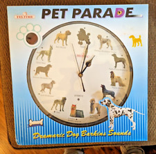 NEW, RARE Vintage 1998 Teltime Pet Parade Quartz Clock w/Dog Sounds on the Hour picture