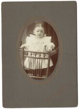 c1890 Cute Baby Girl Hidden Mother Pierreville Quebec Canada Cabinet Card RARE picture