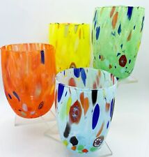 ARLECCHINO MURANO STEMLESS WINE - OLD FASHIONED GLASSES - SET OF 4 - PASTEL picture