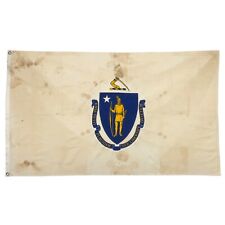 Vintage Cotton Massachusetts State Flag Old Art Cloth Native American Indian USA picture
