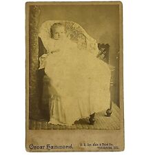Antique Post Mortem Photograph Child Eyes Open Cabinet Card Vincennes In picture