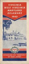 1940 ESSO STANDARD OIL Road Map WEST VIRGINIA MARYLAND DELAWARE Richmond Norfolk picture