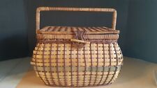 Wicker Woven Sewing Box Basket Pin Cushion lid- lined- insert tray- stocked picture