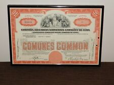 VINTAGE 1959  COMPANIA AZUCARERA VERTIENTES  NICELY FRAMED CERTIFICATE picture
