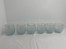 Vintage Set Of Six Blendo Blue Frosted Martini Brandy Cocktail Roly Poly Glasses picture