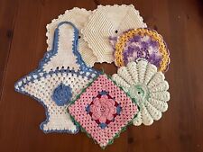 Vintage Crochet Pot Holder Lot Of 6 Handmade picture