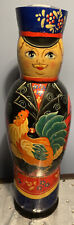 Vintage RUSSIAN Balalaika Matryoshka Wooden Man With Rooster 14”Handpainted.USSR picture