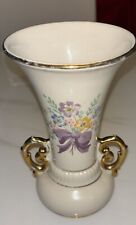 Vintage Vase White Floral with Handles Abingdon USA Pottery picture
