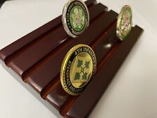 4 Row Challenge Coin Display Military Holder Stand Beautifully Crafted Wooden picture