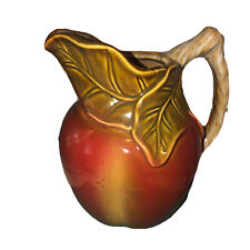 Adorable 7 Inch Majolica Apple Shaped Pottery Pitcher Pretty picture