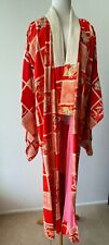 Vintage Red and White Silk Antique Naga Juban Kimono picture