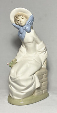 MIRMASU~ Early Handmade Porcelain YOUNG LADY Seated on Wall w/Hat Figurine~Spain picture