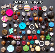 100 UNIQUE BUTTONS Random Lot Vintage Mixed Craft Button & Connector Variety Set picture