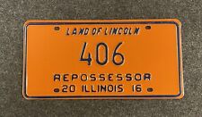 2016 Illinois Repossessor License Plate 406 Nice Tag IL 16 Repo FL Gators Colors picture