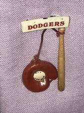 VTG Brooklyn Dodgers Celluloid Baseball Glove & Wooden Bat Pinback Pin Framed picture