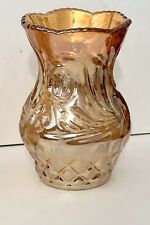 Riihimaki Antique Carnival Glass Vase Marigold WesternThistle Finland Iridescent picture