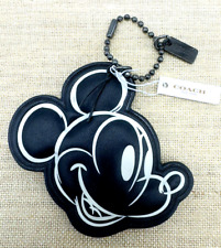 Disney X Coach Classic Mickey Mouse Black Leather Bag Charm Keychain NEW W/ TAGS picture