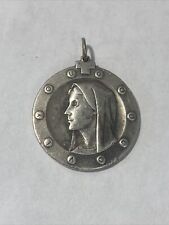 Vintage Rare Blessed Virgin Mary Sterling Silver Medallion LGB Sterling God Love picture