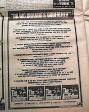 THE GODFATHER Original Marlon Brando OPENING DAY Movie 1972 REVIEW Advertisement picture