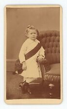 Antique CDV Circa 1870s Knecht Adorable Little Girl in Dress & Sash Easton, PA picture