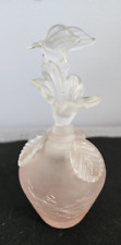 Golden Crown E&R Pink Frosted Crackle Glass Perfume Bottle Hummingbird picture