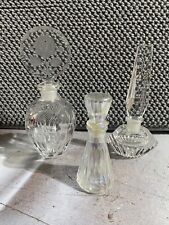 Vintage Perfume Bottle, Etched Lead Crystal with Stopper Bundle picture