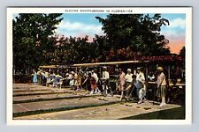 FL-Florida, Playing Shuffleboard in Florida, Antique Vintage Souvenir Postcard picture