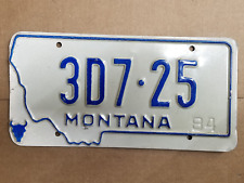 Montana License Plate 1984 Plate 3D7 25 Vintage Blue picture