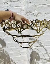 Antique Brass Crystal Prism TIERED Chandelier FRAME / BODY / CROWN picture