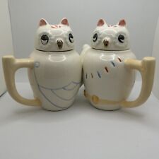 Vintage Emson 5.75” Tall Ceramic Owl 1950’S Teapot Taiwan picture