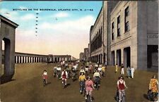 Postcard Bicycling on the Boardwalk Atlantic City New Jersey Vtg 1940s picture