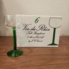 Luminarc J.G. Durand Vin Du Rhin Wine 6  Green Wine Glasses 5 1/4 oz Mcm Boho picture