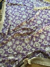 Vintage 60’s/70’s FUNKY  Floral Jacquard Bedspread Purple & WHITE VW Camper van picture