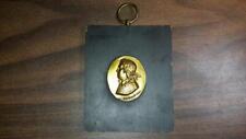 VINTAGE WESTWOOD CHADWICK BRASS ON WOOD WALL PLAQUE CROMWELL 5.5